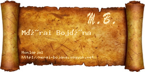 Mérai Bojána névjegykártya